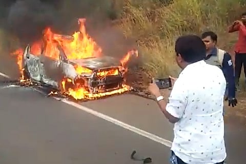 Hyderabad woman dies after moving car catches fire in Karnataka’s Bidar