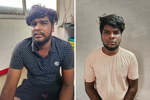 Sakthivel and Abhishek, the accused persons in the chain snatching case