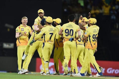 Chennai Super Kings team celebrating