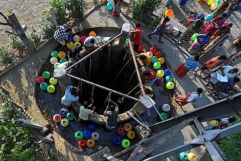 Serving and retired police officials protest for water in Chennai