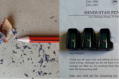 A left-handed child couldn't use a sharpener, so a stationery company did this