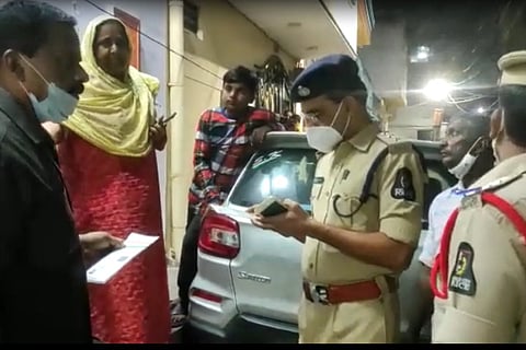 Police conducting cordon and search in Hyderabad