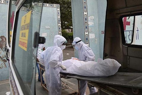 Dead body of a patient died of COVID