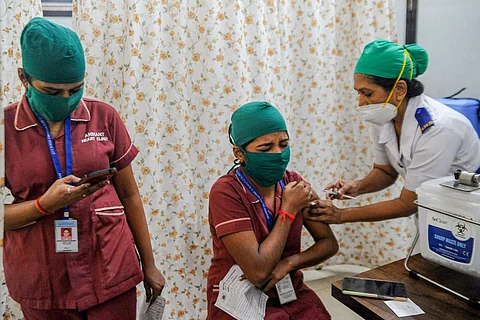 People getting the COVID-19 vaccination