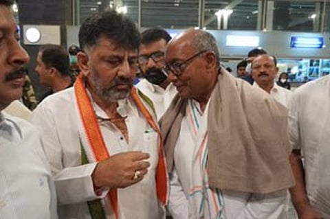 MP political drama plays out on Bengaluru streets, DKS and Digvijaya Singh detained