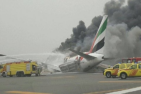 Video: Passengers on Emirates flight scrambling for luggage after flight crash-lands