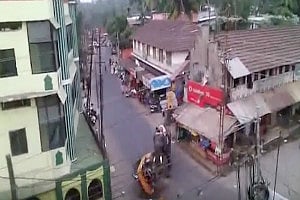 Watch video: Temple priest clings to pole as elephant goes on the rampage