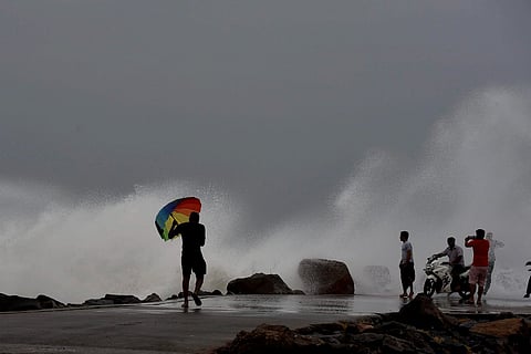 Waves crashing on the shore