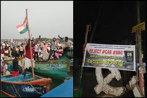 Kerala fishermen lead a protest on the waves against CAA