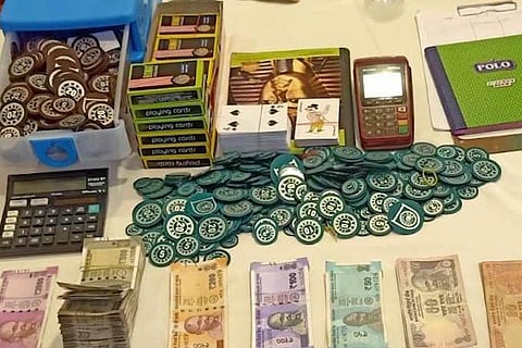 Gambling tokens, cash and cards