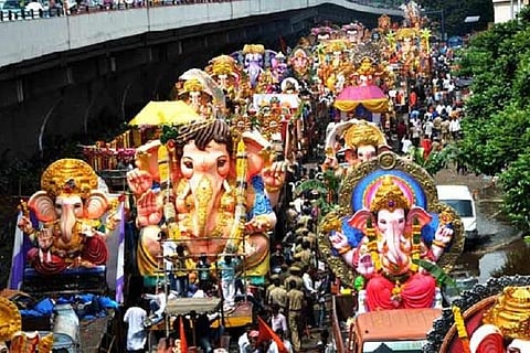 Ganesha idols during a procession