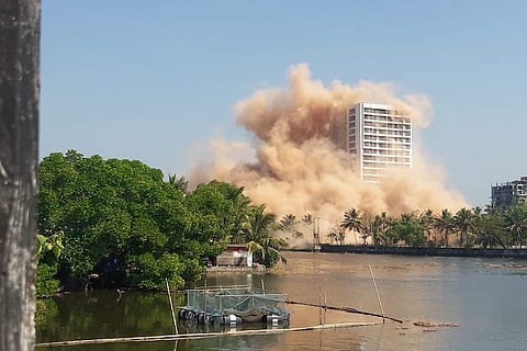 Golden Kayaloram, last of the four illegal buildings in Maradu, demolished