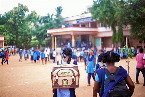 Students going to school