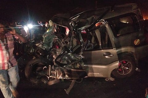 Family of five killed after SUV jumps divider and rams bus in K'taka's Hassan