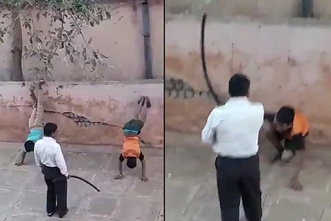 Shocking visuals: Two teen boys made to stand upside down, thrashed by hostel warden