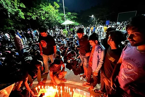 Students holding a protest at IIT Madras