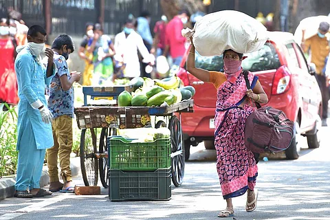 Migrant worker walks