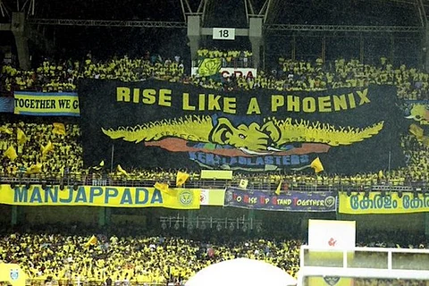A crowd supporting the Kerala Blasters
