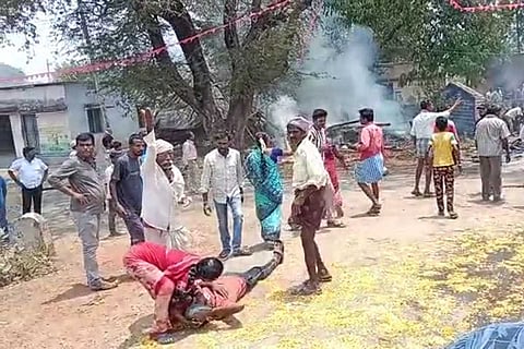 A screenshot from cylinder blast video taken in Khammam