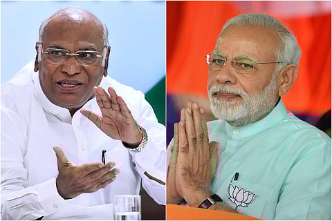 Mallikarjun Kharge and Narendra Modi