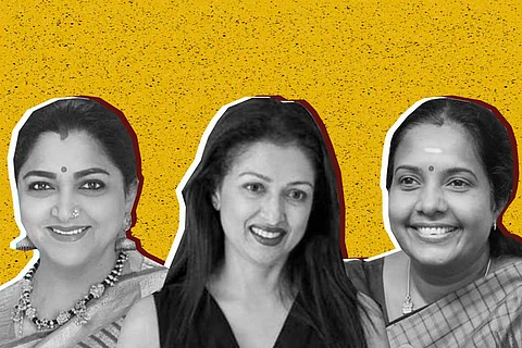 Collage of Khushboo, Gautami and Vanathi Srinivasan