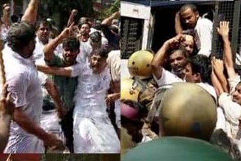 Lathi charge at anti-CAA protest in Kozhikode by Congress