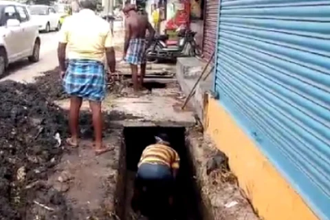 Manual scavenging was stopped in Coimbatore on Monday