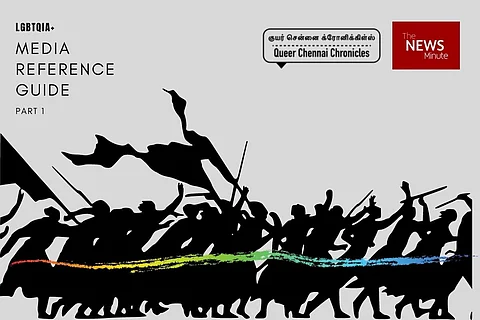 Cover image of the Queer Chennai Chronicles and The News Minute LGBTQIA+ media reference guide.