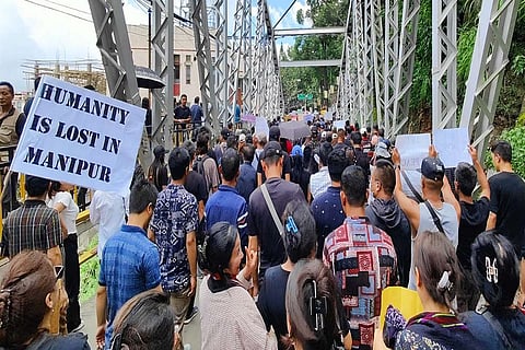 Protestors in solidarity with Manipur