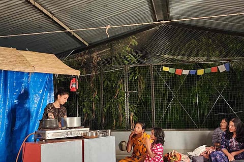 A still from the play Mobile Girls Koottam