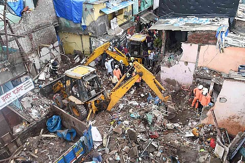 The site when the building collapsed in Mumbai