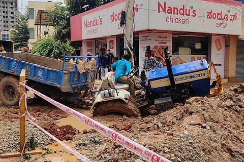 Tractor stuck in the mud in Bengaluru's Narayanpura