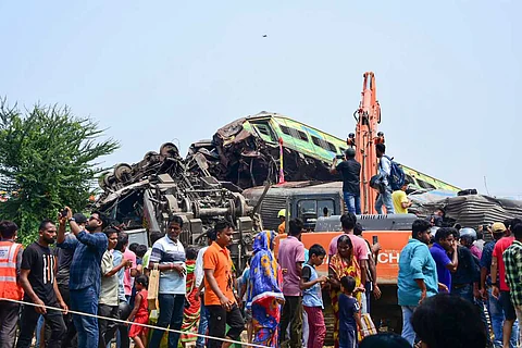 Rescue operations at the site of the Odisha train accident