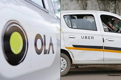 Collage of Ola and Uber cabs
