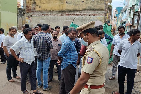 Police officers deployed in Madurai after petrol bombs were hurled