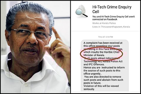 Kerala police pulls up Facebook page for meme on Pinarayi Vijayan, controversy erupts