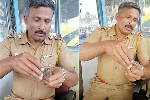 Watch: Coimbatore cop rescues and feeds this parched sparrow