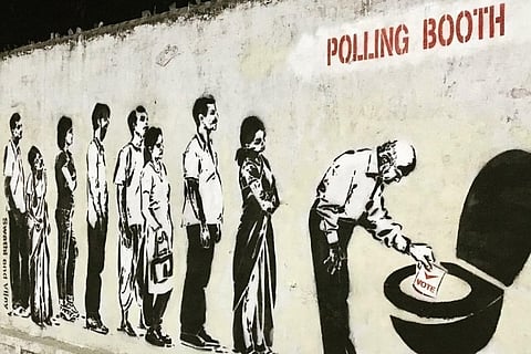 Telangana couple known for painting govt schools slams corrupt politicians in graffiti