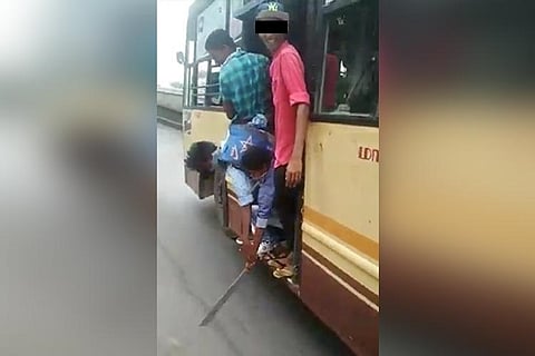Chennai college students who hung from bus brandishing knives, arrested