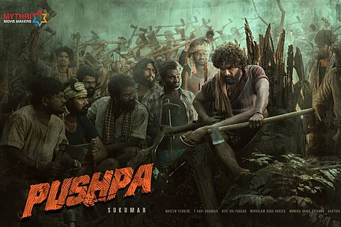 Allu Arjun on Pushpa release date poster