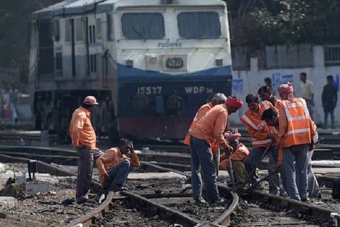 Railway employees at work