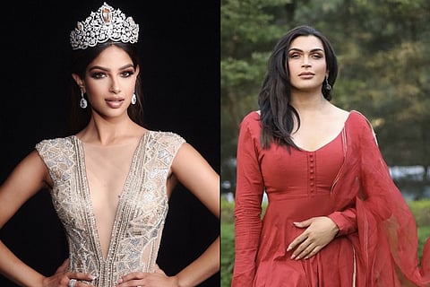 A collage of Saisha Shinde and Harnaaz Sandhu