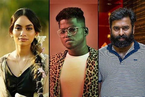 A collage of Santhosh Narayanan, Arivu and Dhee