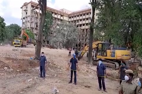 A demolished building in the Secretariat
