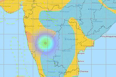 Map of the areas where earthquake took place