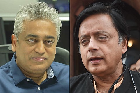 Collage of Rajdeep Sardesai and Shashi Tharoor