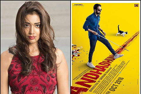 Shriya Saran and Andhadhun poster