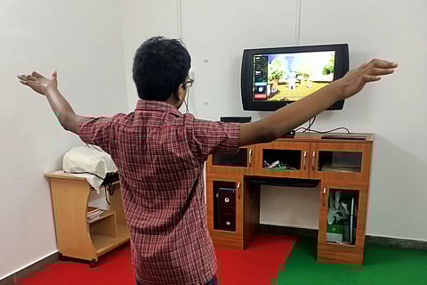 A student during a VHab session
