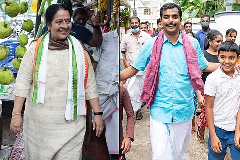Kerala Thrikkakara bye-poll candidates Jo Joseph and Uma Thomas