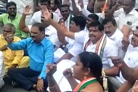 Congress party workers in Tamil Nadu staging a protest